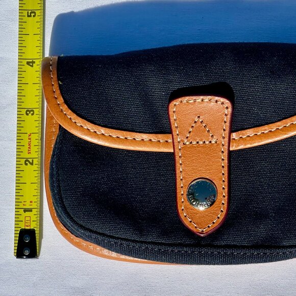 Dooney & Bourke Oncour Elba Snap Flap Wristlet Black Canvas & Tan Red Lining EUC - Picture 9 of 15